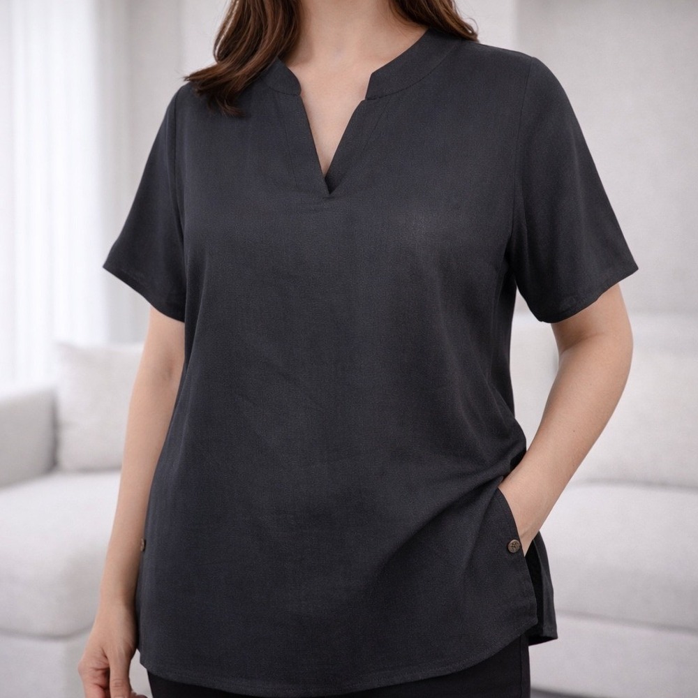 Marina Rinaldi Black Linen‎ Shirt – Women's Size 21 Made in Italy